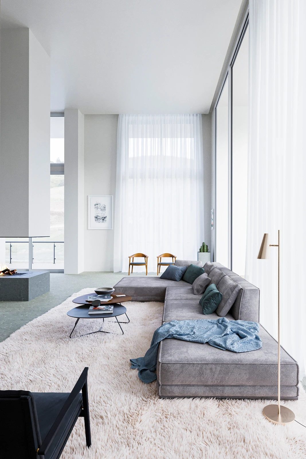 Daylit contemporary living room visualization